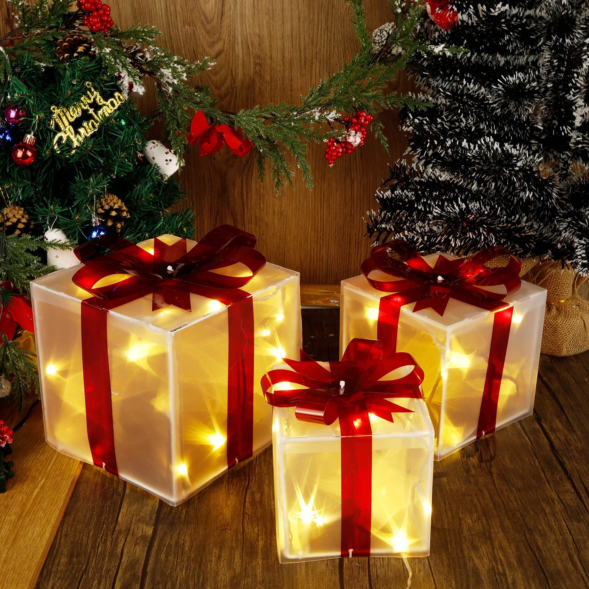 パク・ボゴム Christmas Eve ボックスセットとペンライト Amazon.com: Lulu Home Christmas Box Decorations, 60 LEDs Light Up